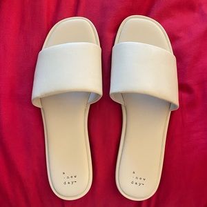 white sandals